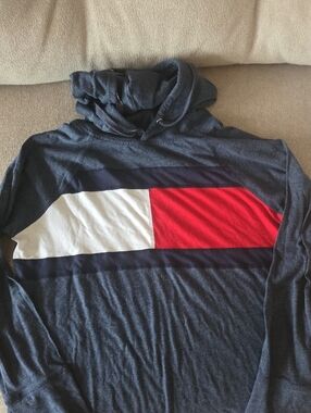 Tommy Hilfiger Navy Hoodie with White and Red Block